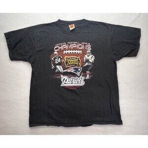 vtg‎ 2004 NEW ENGLAND PATRIOTS SUPER BOWL XXXVIII TY LAW TOM BRADY T-Shirt 2XL